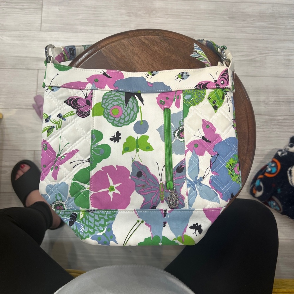 Vera Bradley Spring Butterfly Nicole Sateen Limited Edition Quilted Handbag